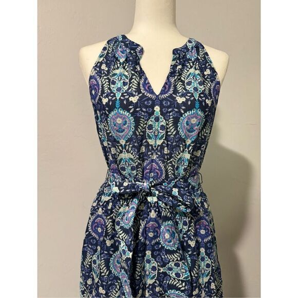 Talbots 6P Floret Medallion maxi dress cinched tie waist - Picture 3 of 9